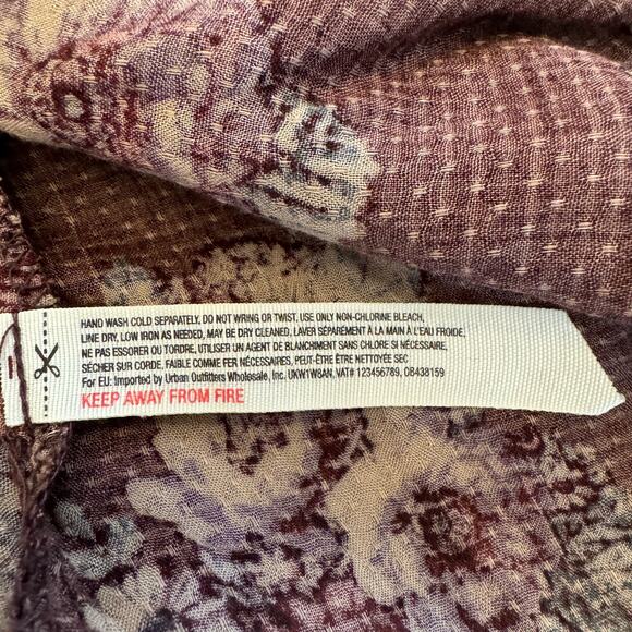 Free People Maroon Paisley Floral Print Dobby Dot Slip Dress Small - Picture 7 of 12